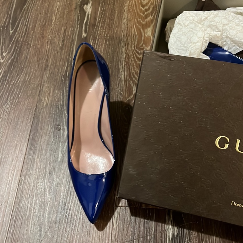 Gucci Vernice Crystal, Royal blue women Heels